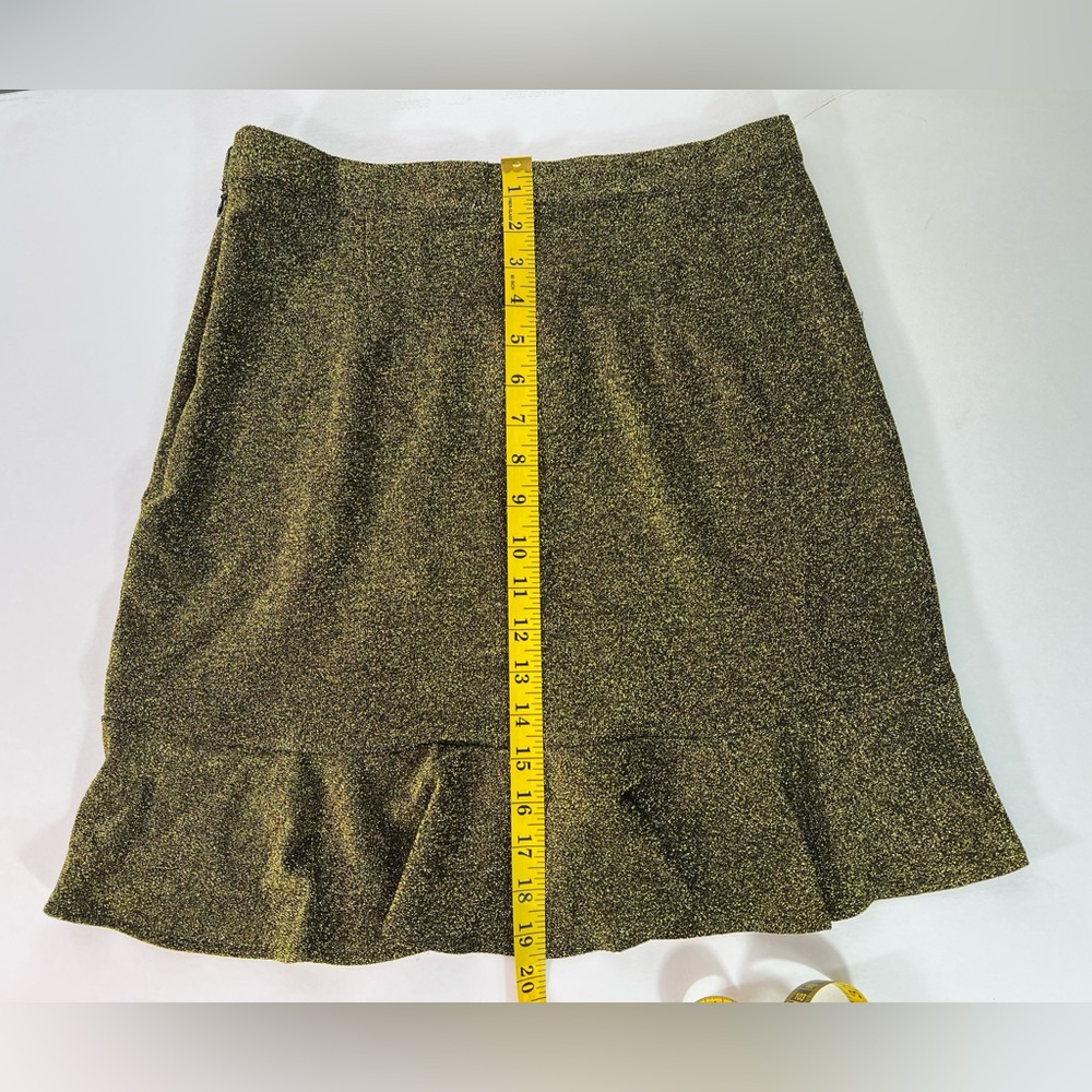 Michael Michael Kors NWT Asymmetrical Hemline Mini Skirt in Black & Gold Size:M - Picture 13 of 15